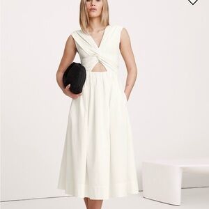 Banana Republic Mixed Media Cut Out White Sleeveless Dress